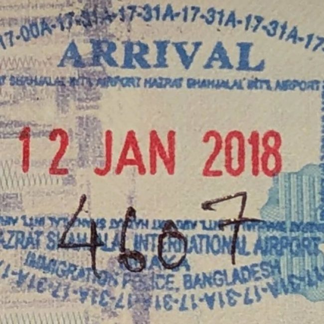 Bangladesh Tourist Visa Stamp